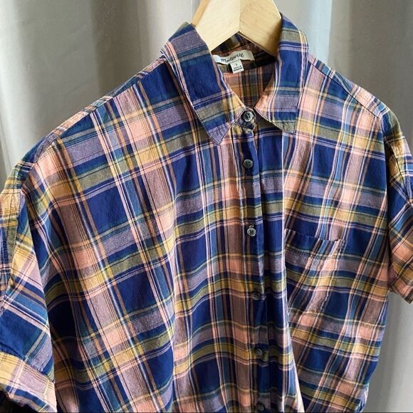 Madewell Tie Hem Plaid Button Down Boxy Shirt S - Picture 3 of 7